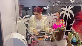 Milf Gets Assfucked and Anal Creampied in Brazilian Bar with Panties Hanging