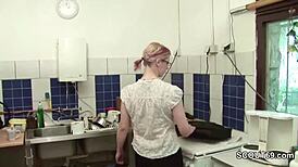 Virgin gets her first fuck from boss at job