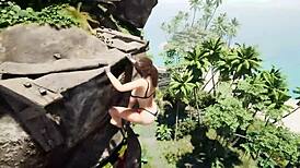 Lara Pleasures Huge Statue Penis in Arena 3D Hentai Game