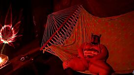 Getting Frisky In A Tent Fingering Her Wet Hole In A Hammock!