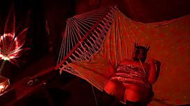 Getting Frisky In A Tent Fingering Her Wet Hole In A Hammock!