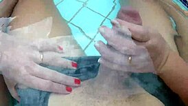 Me And My Friend Seduce A Big Cock Boy In The Pool!