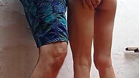 Fucked neighbor raw on balcony in doggystyle position