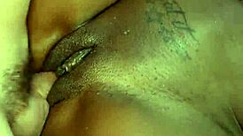 does the busty black milf get fucked in the pool?