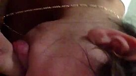 Girlfriend sucking boyfriend's cock in sexy blowjob.