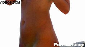 I-I horny play with orange fruit as solo blonde scarlet red