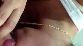 Girlfriend sucking boyfriend's cock in sexy blowjob.