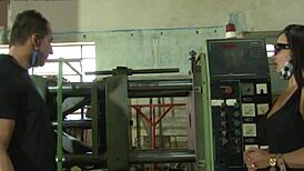 i went to the workshop to give pleasure to the mechanic, sucking his big cock and getting anal creampie