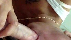 Girlfriend sucking boyfriend's cock in sexy blowjob.