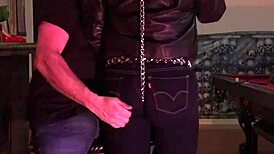 Cherry's tight jeans get a firm spanking from her husband.