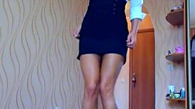 Why is this beautiful cam girl teasing in her sexy skirt all alone?