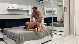 waiting for husband to shower, naked on bed, eager for him