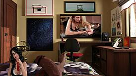 exploring a playful doll house setup with imaginative toys