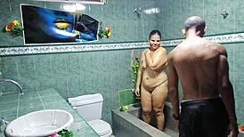 Suggestive stepsister's tight huge pussy creampied riding