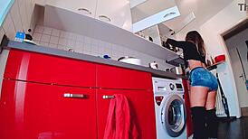 Steamy short jeans hot pants tease