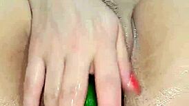 Blonde Latina MILF Fists Wet Pussy With Huge Avocado, Causing Squirting And Intense Masturbation