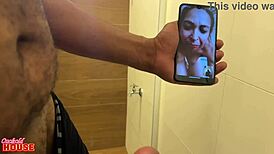 milf safada makes video call to cuckold husband while in menage a trois