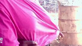 I played up skirt with an african teen slut at the park public making out