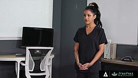 nina white, the office masseuse, fucks her boss during a hot nuru massage session