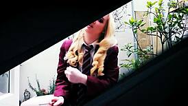 teen college student strips & cums