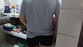 i found the dirty stepmother with big ass provoking me in the kitchen when her husband was resting