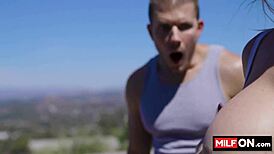 blonde busty milf trainer seduces horny student with amazing big tits - rachael cavalli codey steele