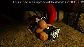 Hot cowgirl rides intensely while milking her big-dicked wolf partner