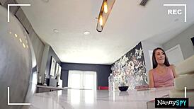 The nanny massages her boss's monster cock