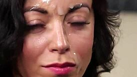 SLUTTY STUNNER GETS JIZZ SHOT ON HER FACE GULPING ALL THE JUICE