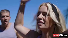 blonde busty milf trainer seduces horny student with amazing big tits - rachael cavalli codey steele