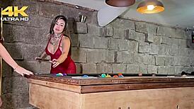 Pool table blowjob session