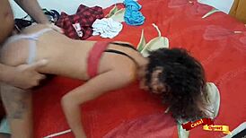 Rough Bareback Anal Fuck With Skinny Latina Stepdaughter