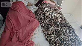 Old man lies to share bed with young visitor for taboo handjob.