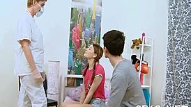 Innocent teen pounded sore by two hunks