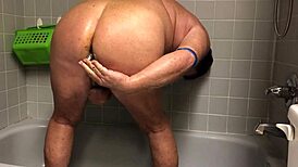 she steps into the shower for a warm, relaxing start to her day