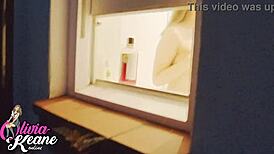 You watch your young neighbour in the shower, flashing