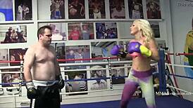 Blonde bombshell mixed boxing
