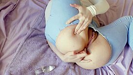 Big Ass Blonde Trains Tight Pink Asshole to Gaping Anal Orgasm