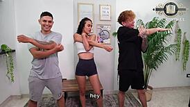 kinky yoga teacher threesome with abby carter 😈