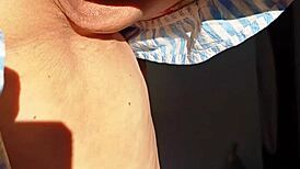 mature woman spreads her huge labia for close-up flashing in homemade video