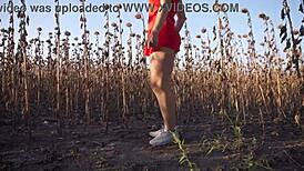 Hot milf in short skirt teases her sexy thong ass outdoors