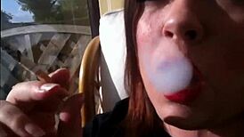Sexy Bbw Tina Snua Smoking Cork Cigarette Suggestively