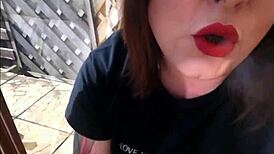 Sexy Bbw Tina Snua Smoking Cork Cigarette Suggestively