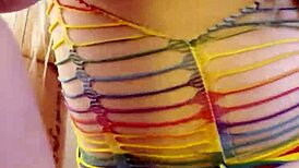 rainbow-clad joan day masturbates and shakes her big ass softly