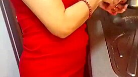 eating mother-in-law's wet pussy in kitchen