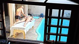 she went to get a massage by the pool and ended up getting a handjob and blowjob