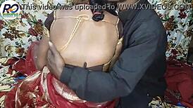 Great sex with bhabhi in red saree, squeezing boobs and ass fucking with Hindi audio. Claire Vais.