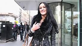 sexy girl pisses on construction site and flashes tits to workers!