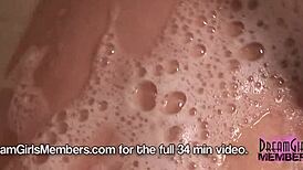 All natural bffs soap each other up in the shower