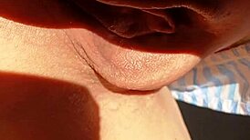 mature woman spreads her huge labia for close-up flashing in homemade video